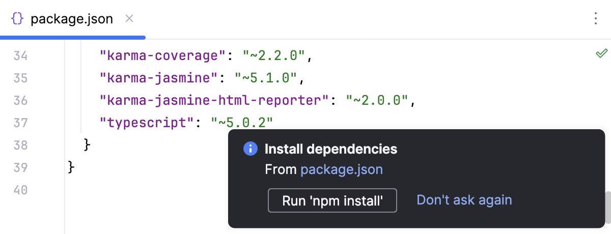 Opening an Angular application and downloading the dependencies from package.json