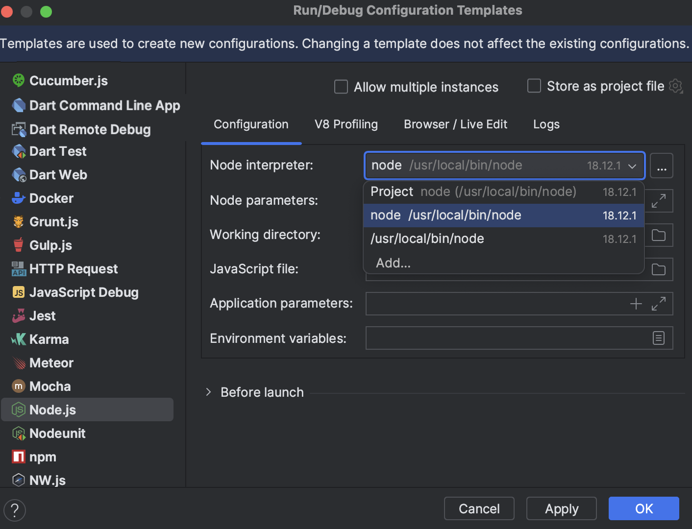 Run/debug Configurations | WebStorm Documentation