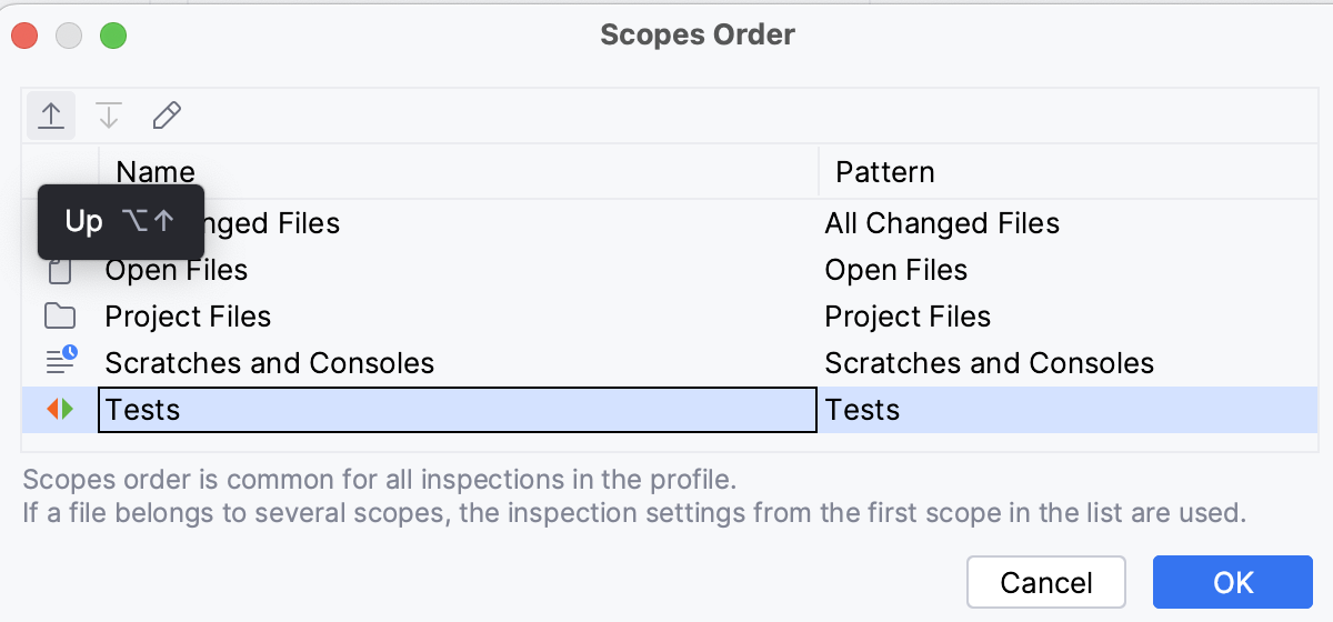 Changing the order of scopes Changing the order of scopes