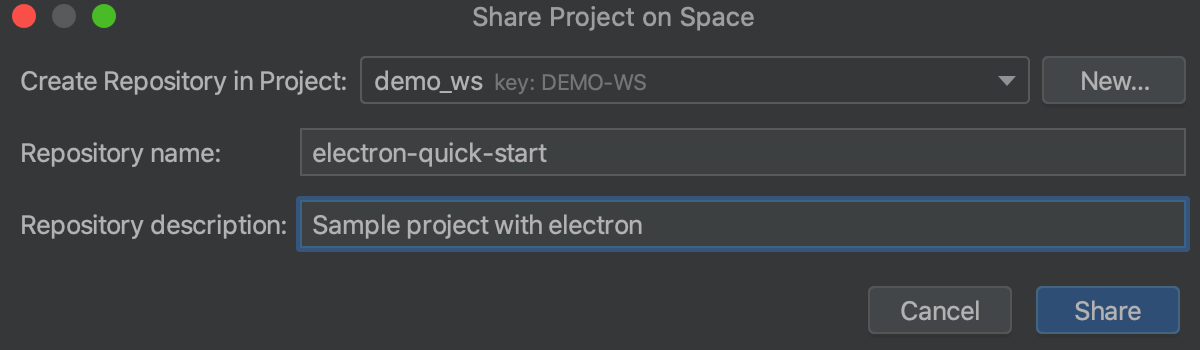 Share a project in Space