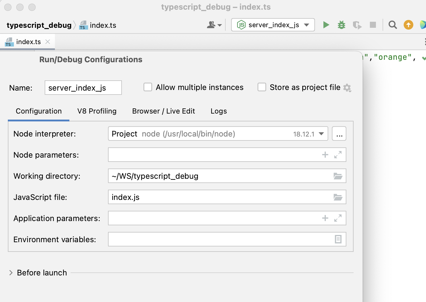 Debugging server-side TypeScript