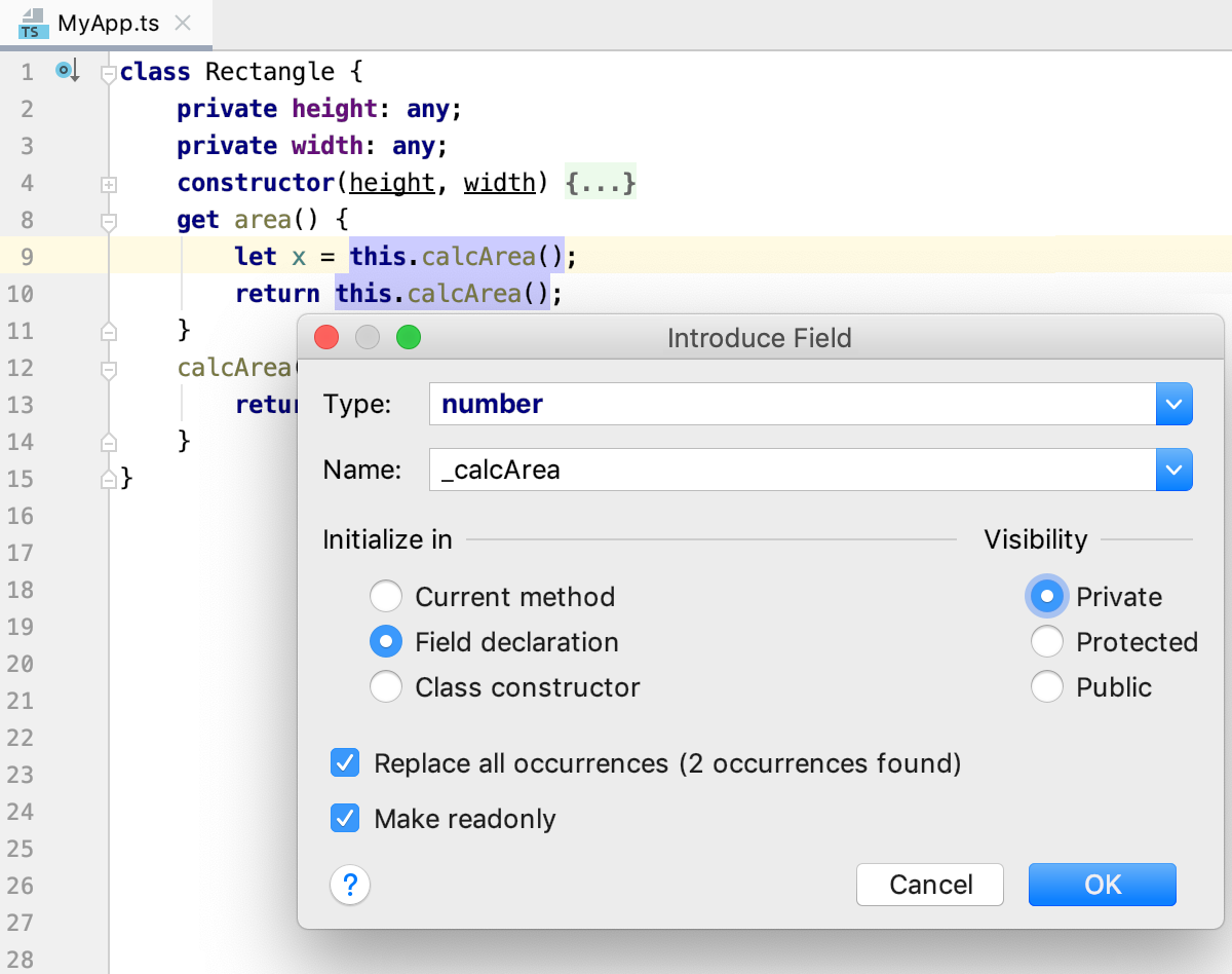 Refactoring TypeScript  WebStorm Documentation