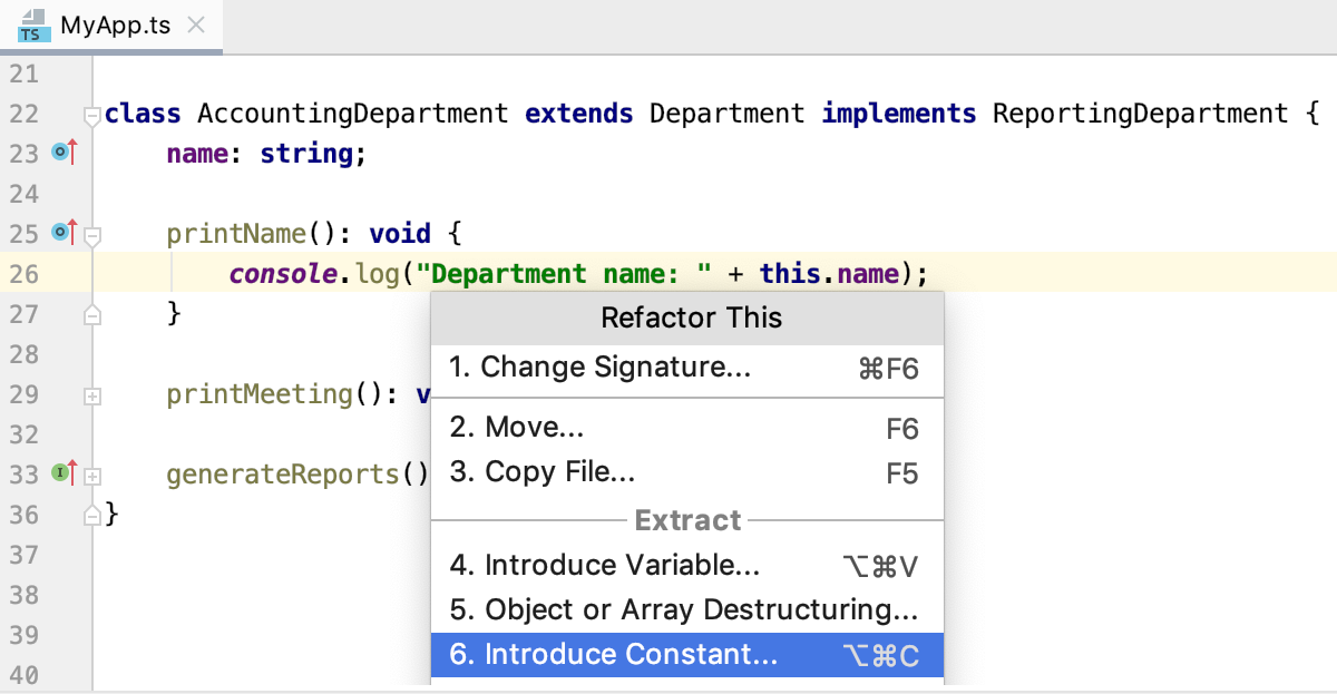 Refactoring TypeScript  WebStorm Documentation