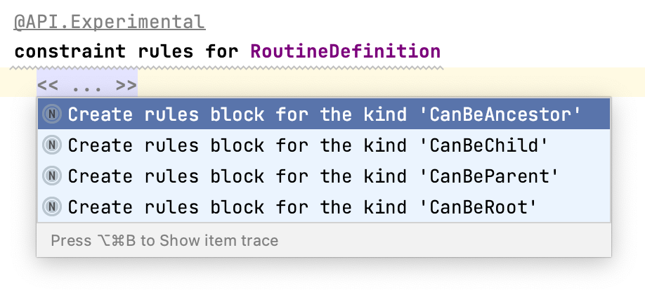 Categories for rules blocks