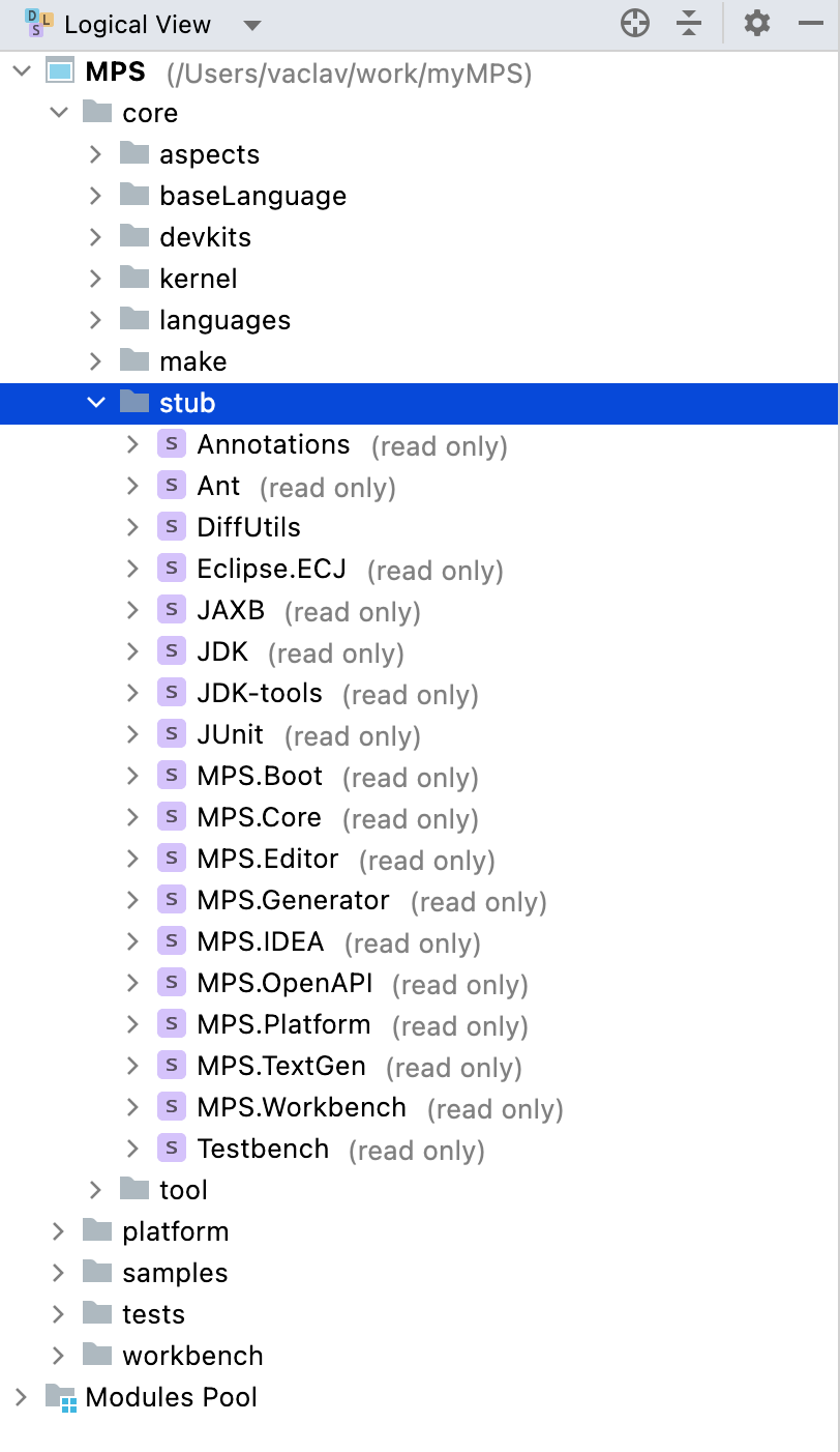 The structure tool window