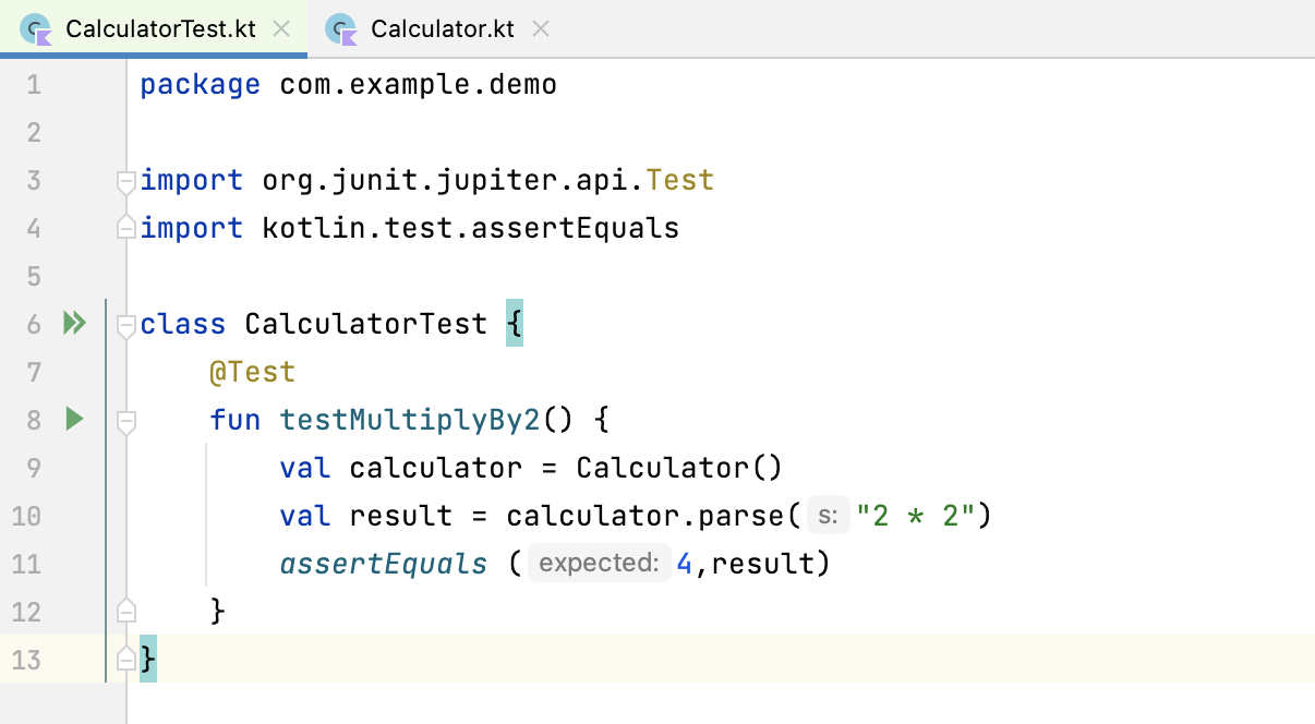 assertEquals() checks if the parameters are equal and fails the test if                 they are not