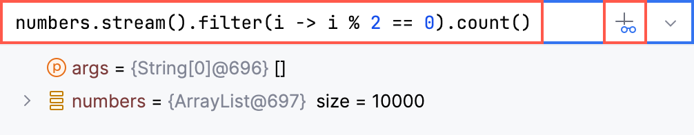The expression in the Variables tab