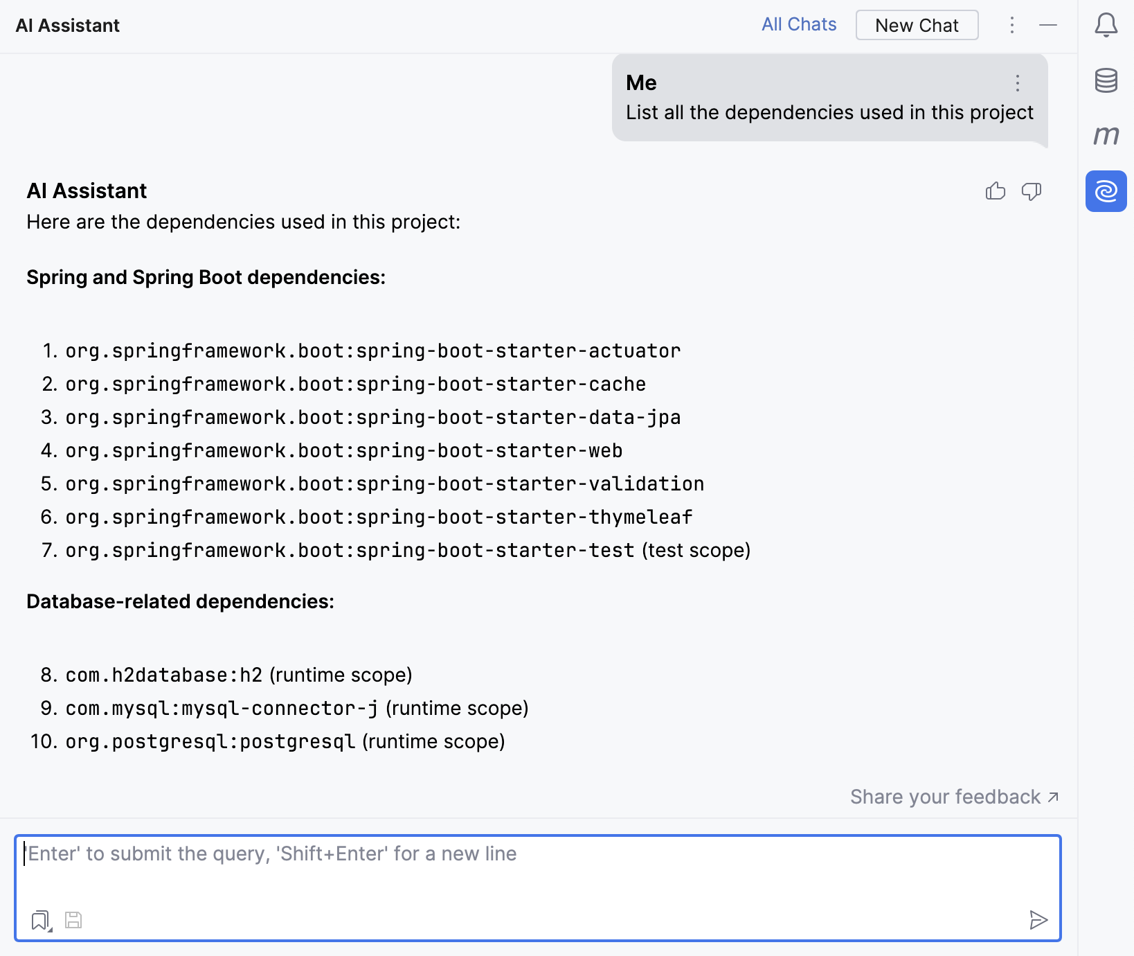 IntelliJ IDEA: Asking AI Assistant programming-related questions