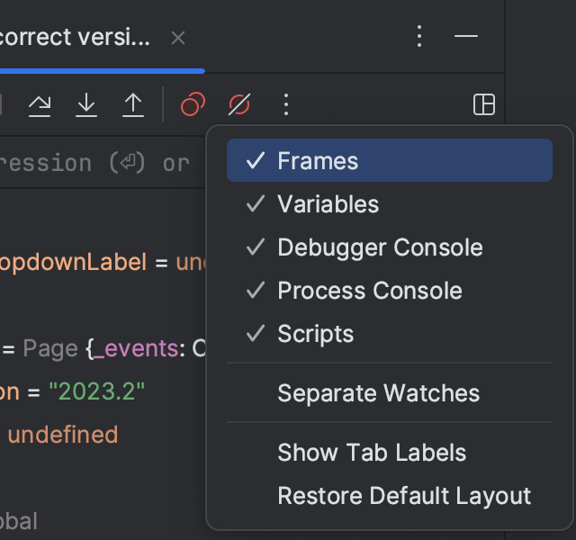 Debug tool window | Aqua Documentation