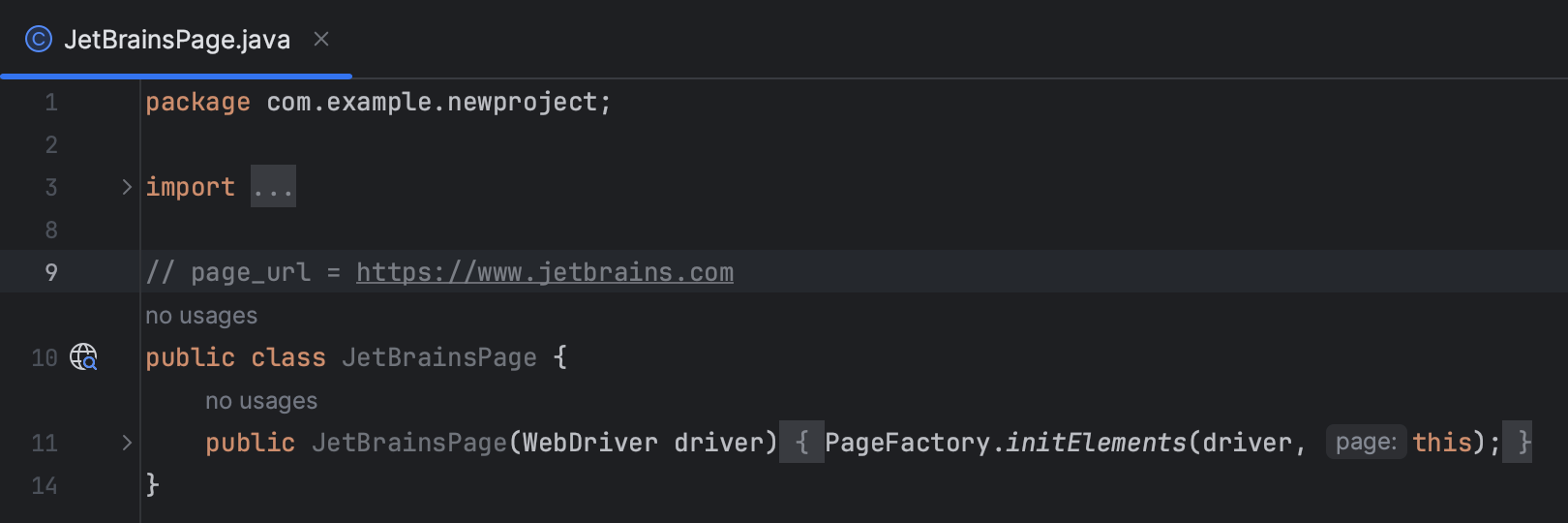 Selenium Page Objects | PyCharm Documentation
