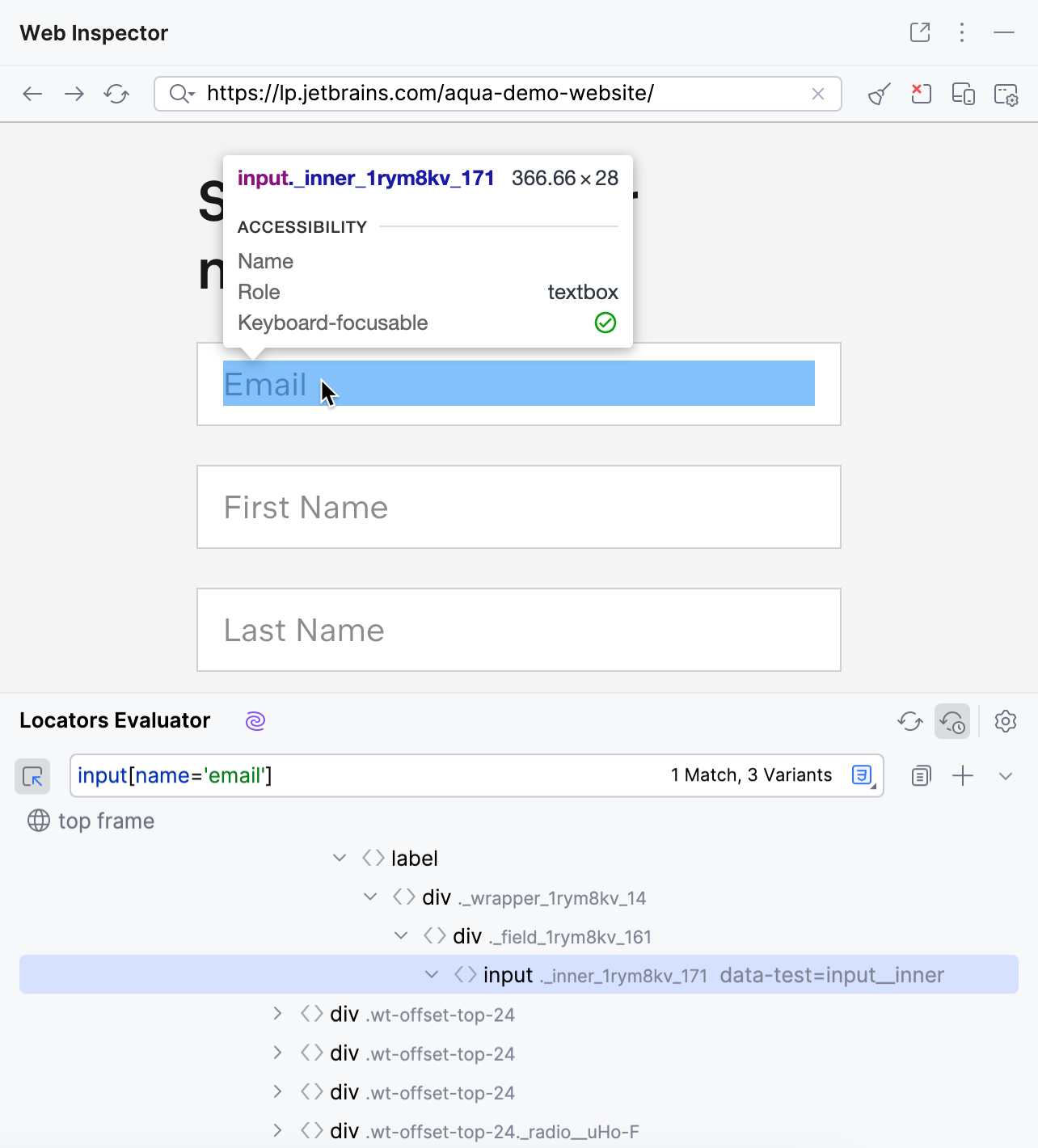 Locators evaluator