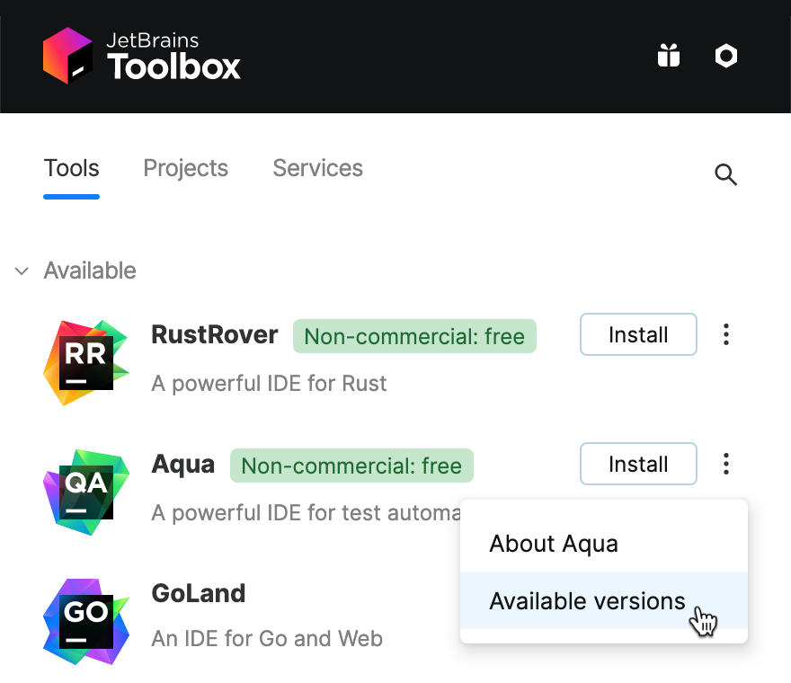 Aqua in the Toolbox App