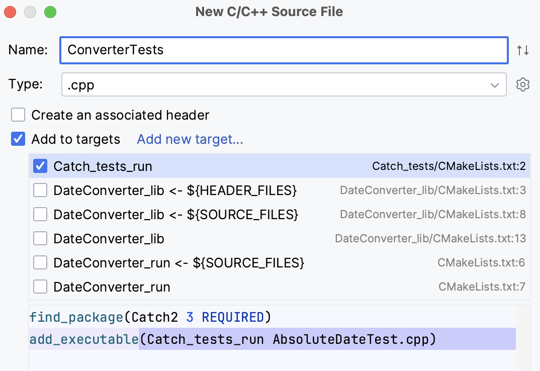 Adding another source file to the tests target