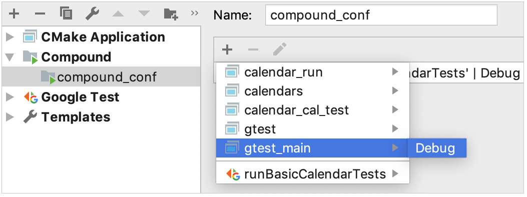 cmake profile for a configuration included in compound