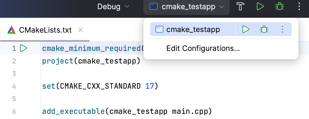 Default configuration for a new CMake project