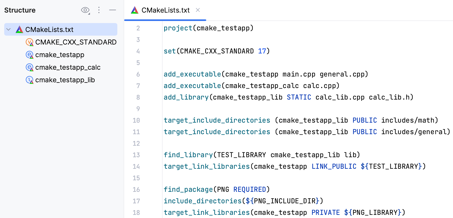 CMake script structure