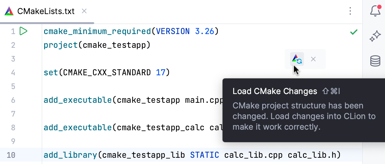 CMake reload icon