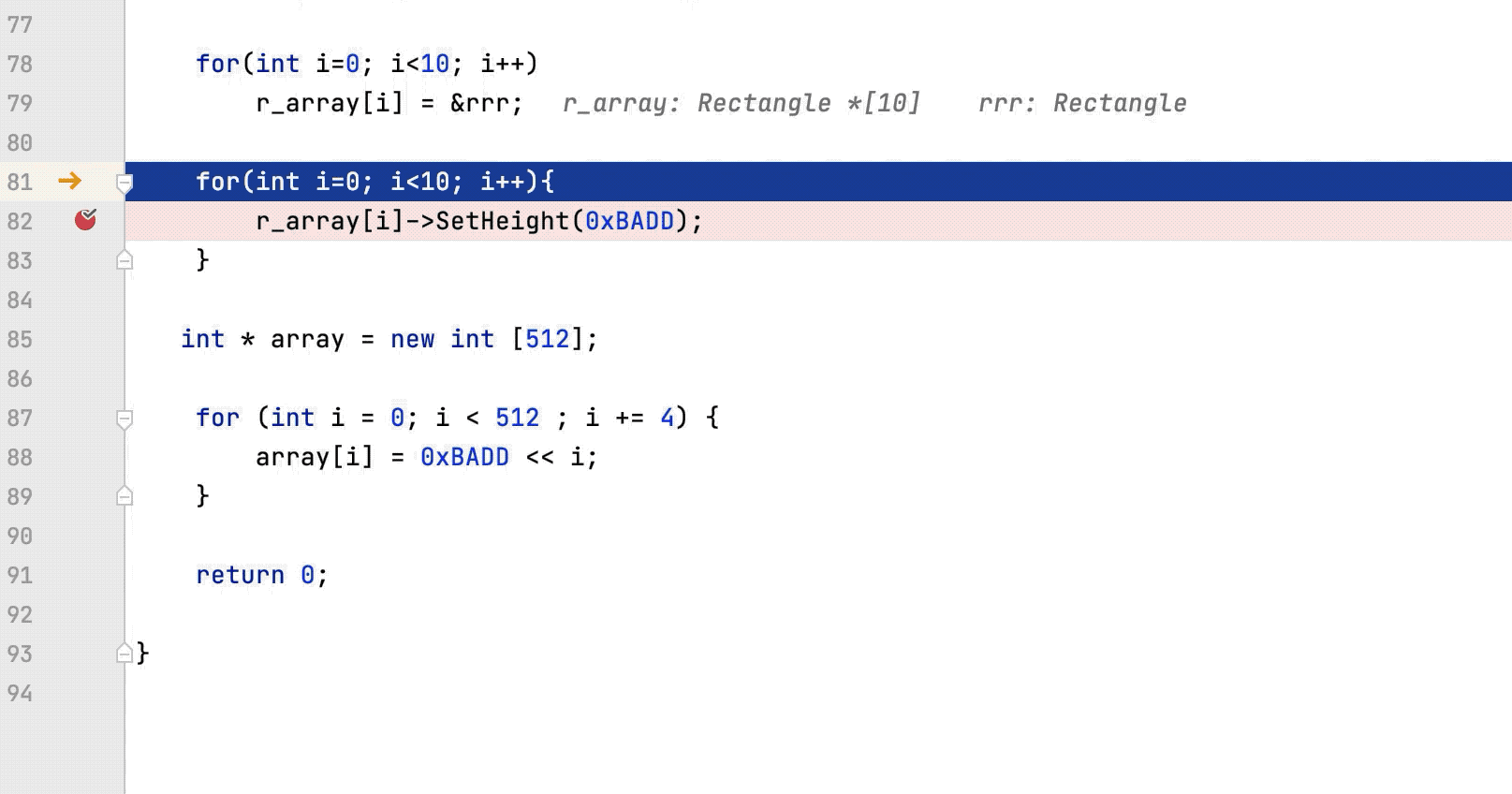 Inline variables view