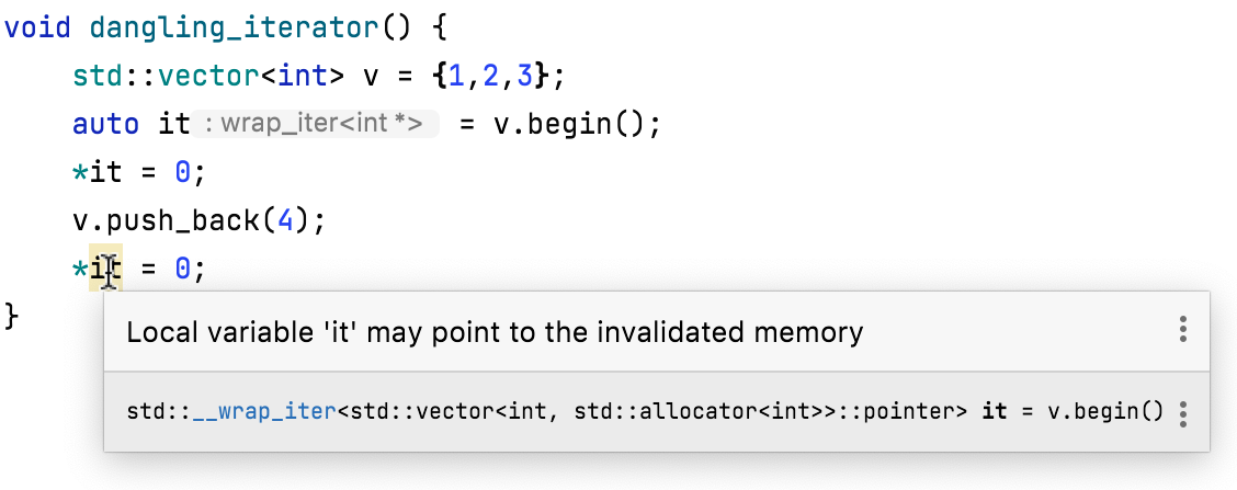 Dangling iterator