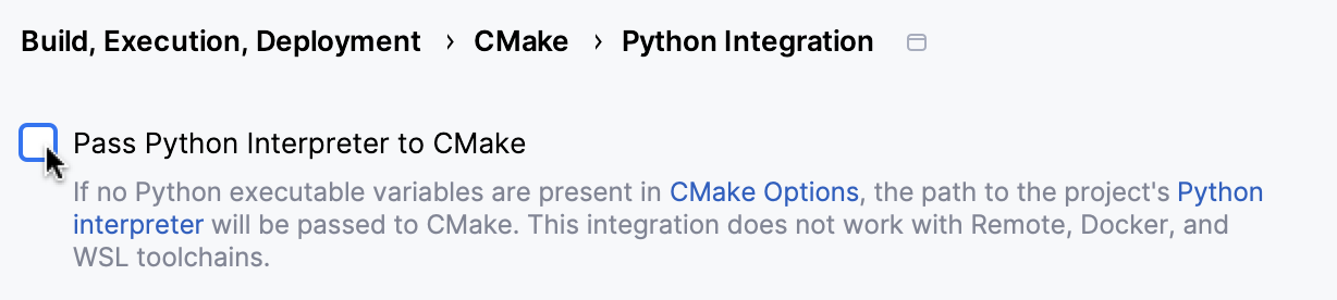 Disabling Python integration for the current project