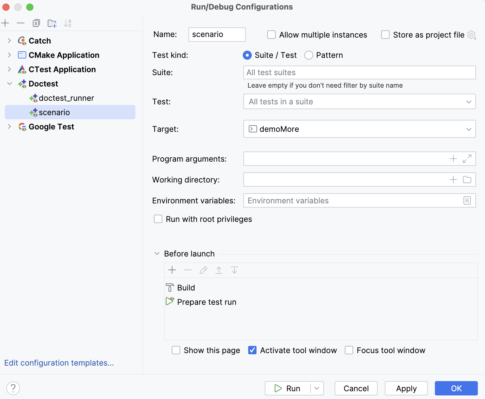 Doctest configuration settings