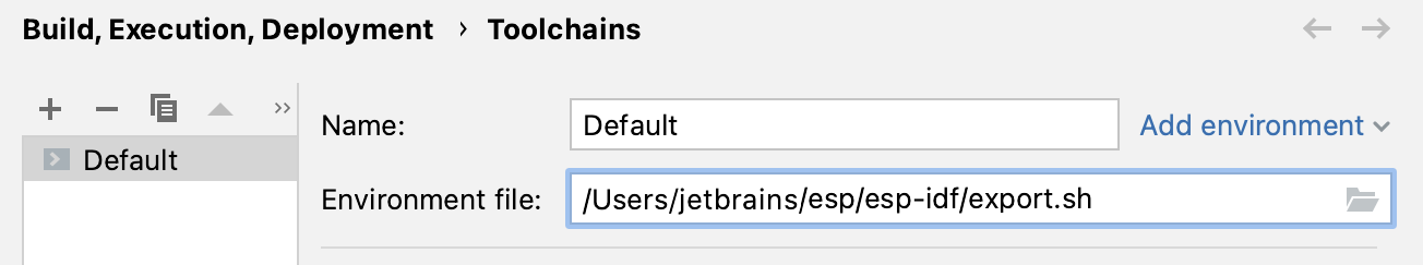 Setting the toolchain environment script