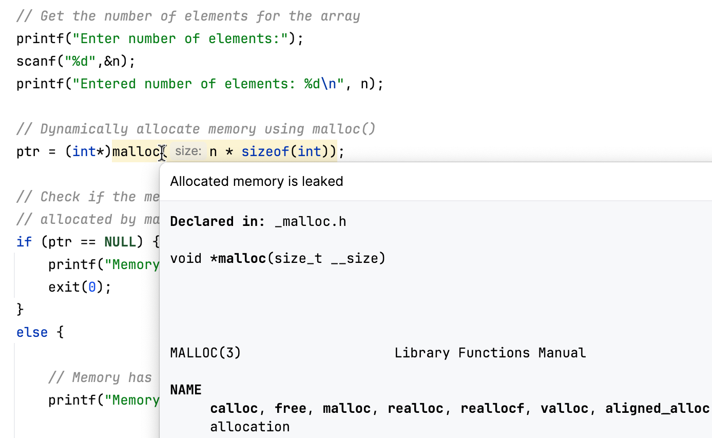 Detecting a memory leak