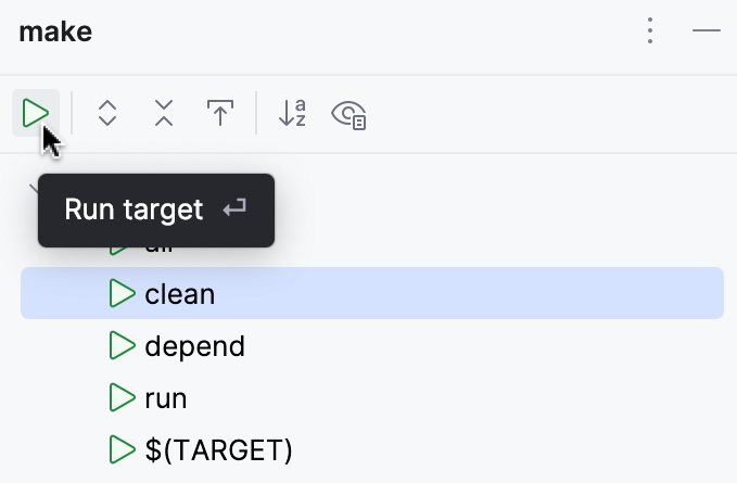 Running targets from the make tool window