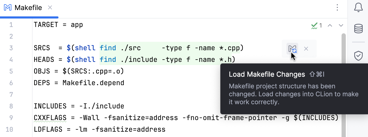 Makefile reload notification