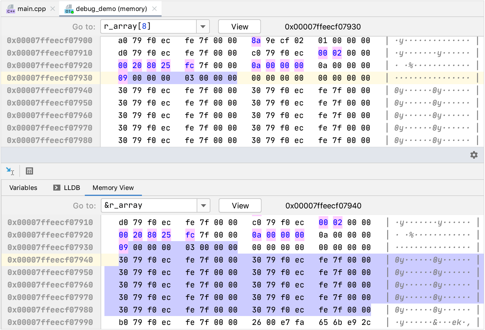 multiple memory view windows