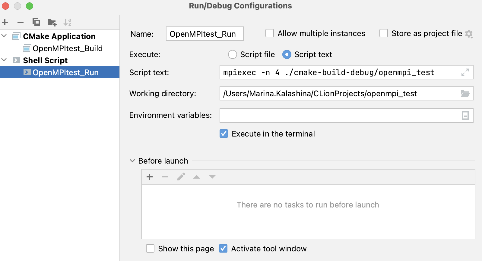 Shell Script configuration settings