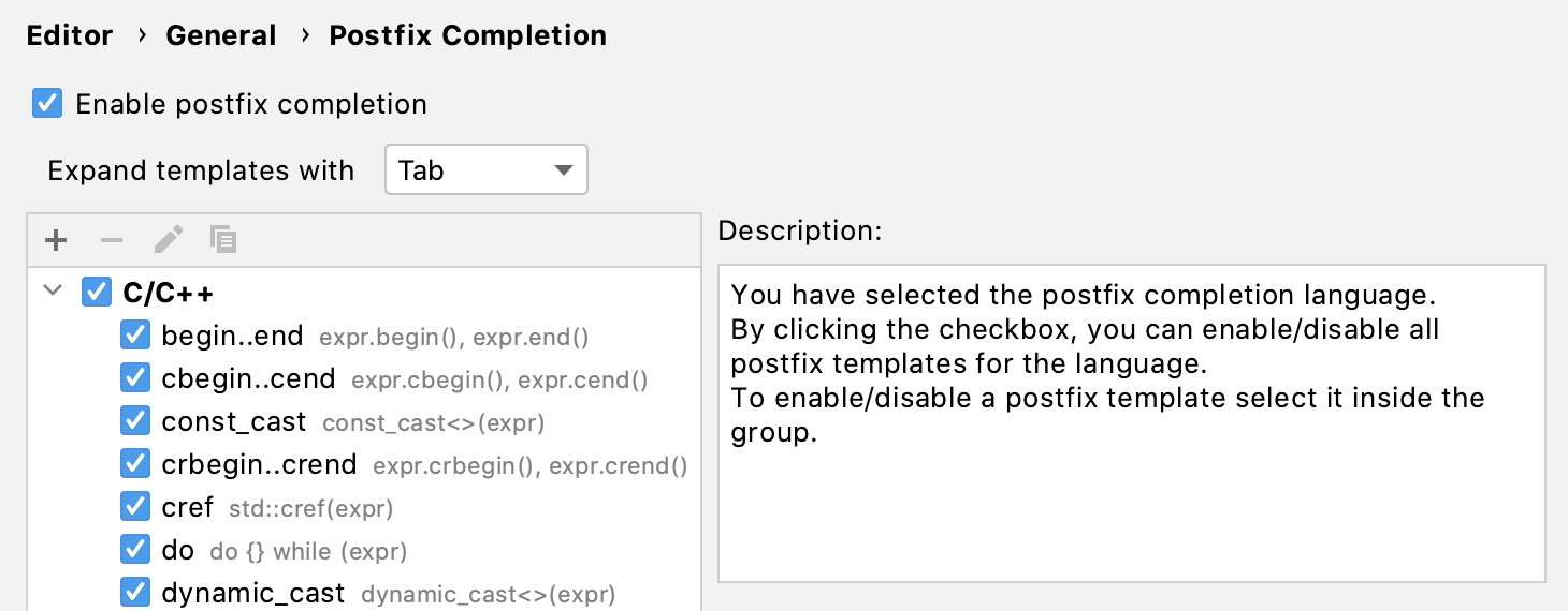 Postfix completion settings