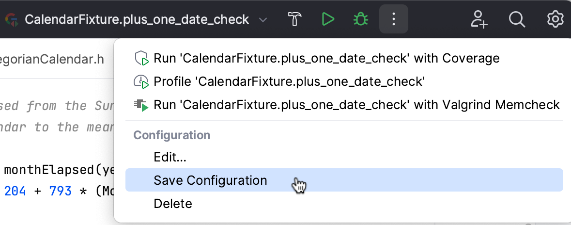 Saving a temporary configuration using the configuration switcher