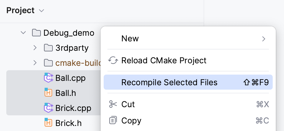 Recompile several files in the project tree