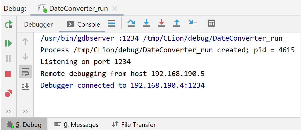 remote debug console