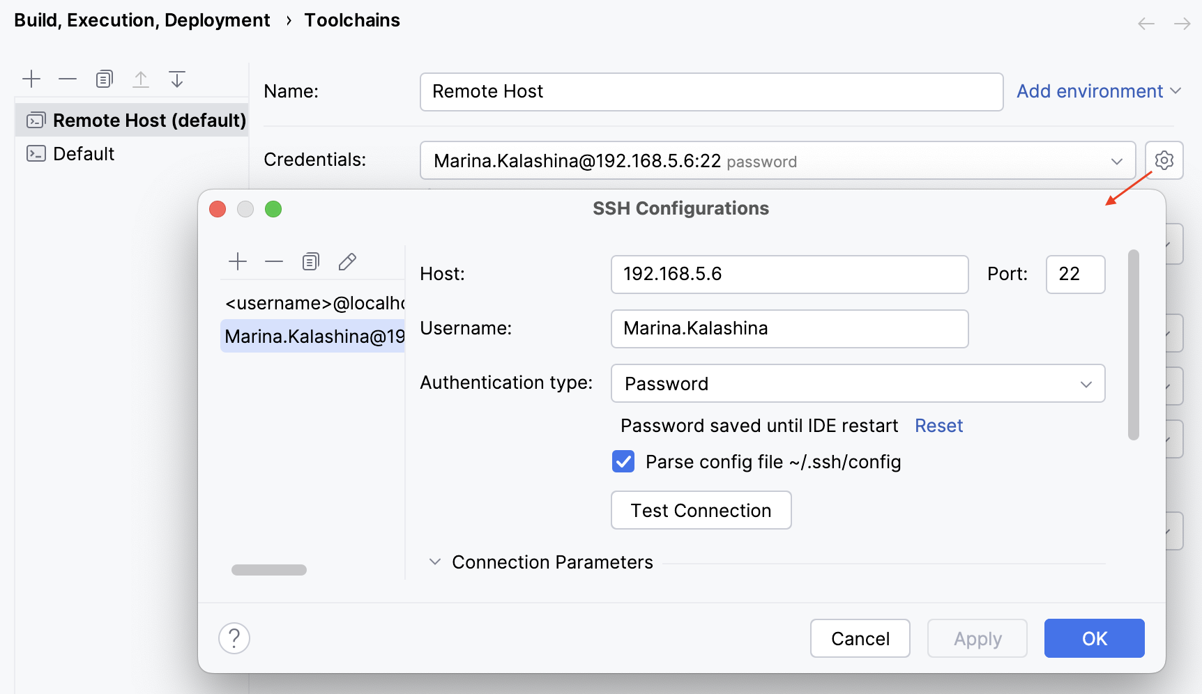 Creating a new SSH configuration