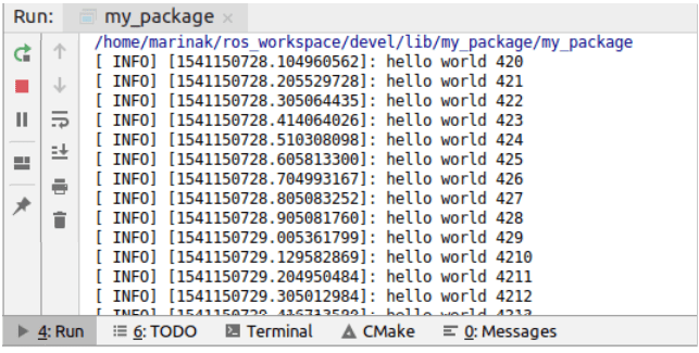 output of the running node