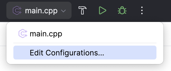 Accessing configuration from the configs menu