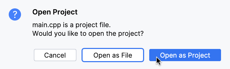Opening a file as project