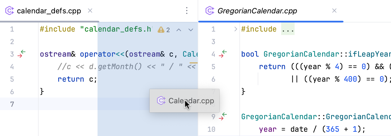 Split tabs by dragging