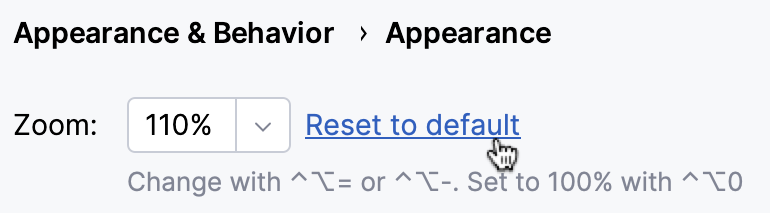 Resetting the IDE zoom level