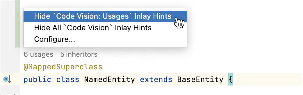 Disabling inlay hints in the editor