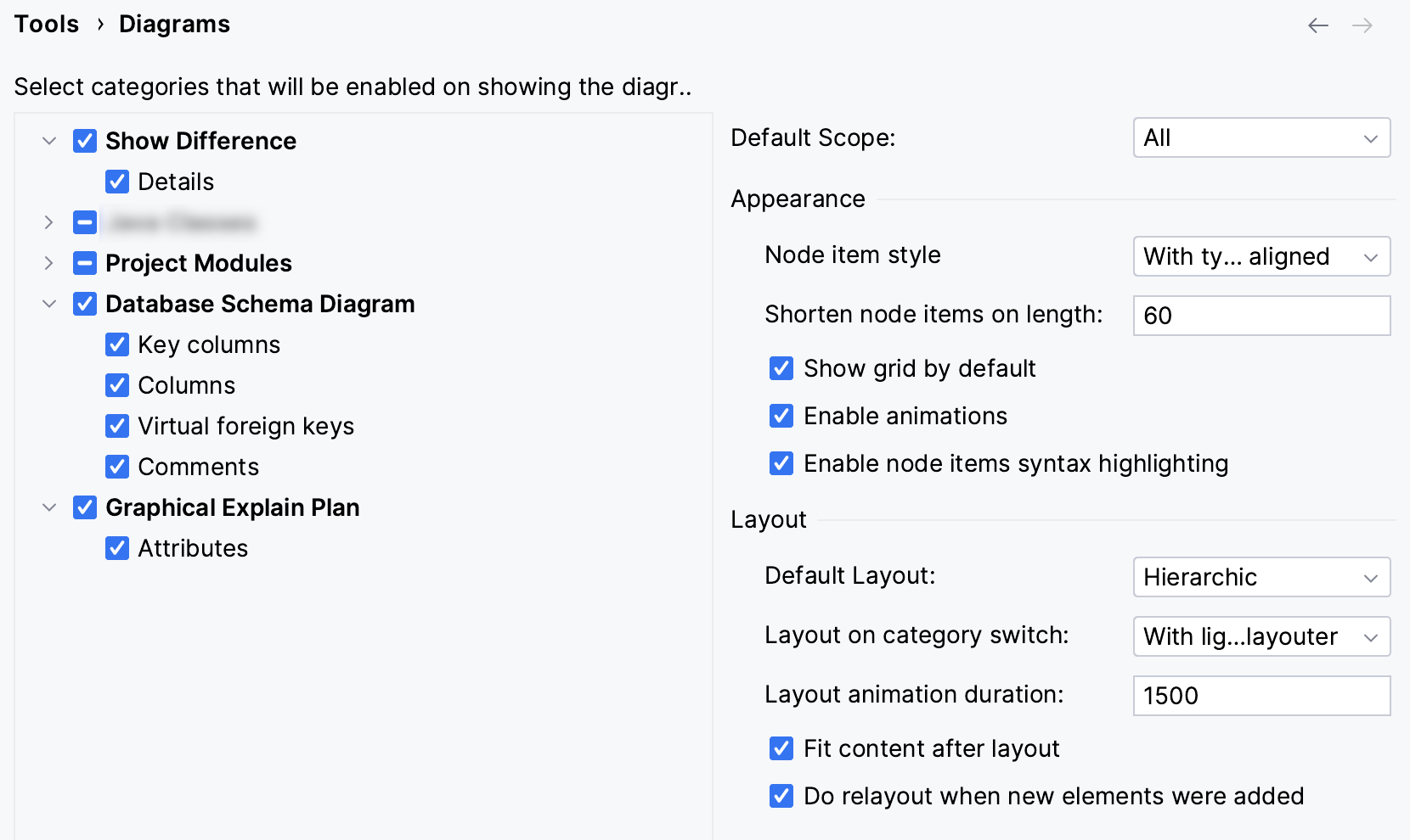 the Diagrams menu