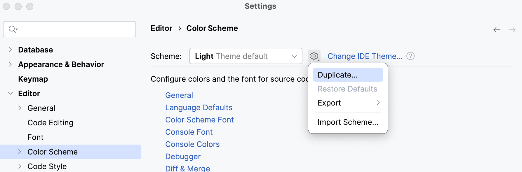 Duplicate a color scheme