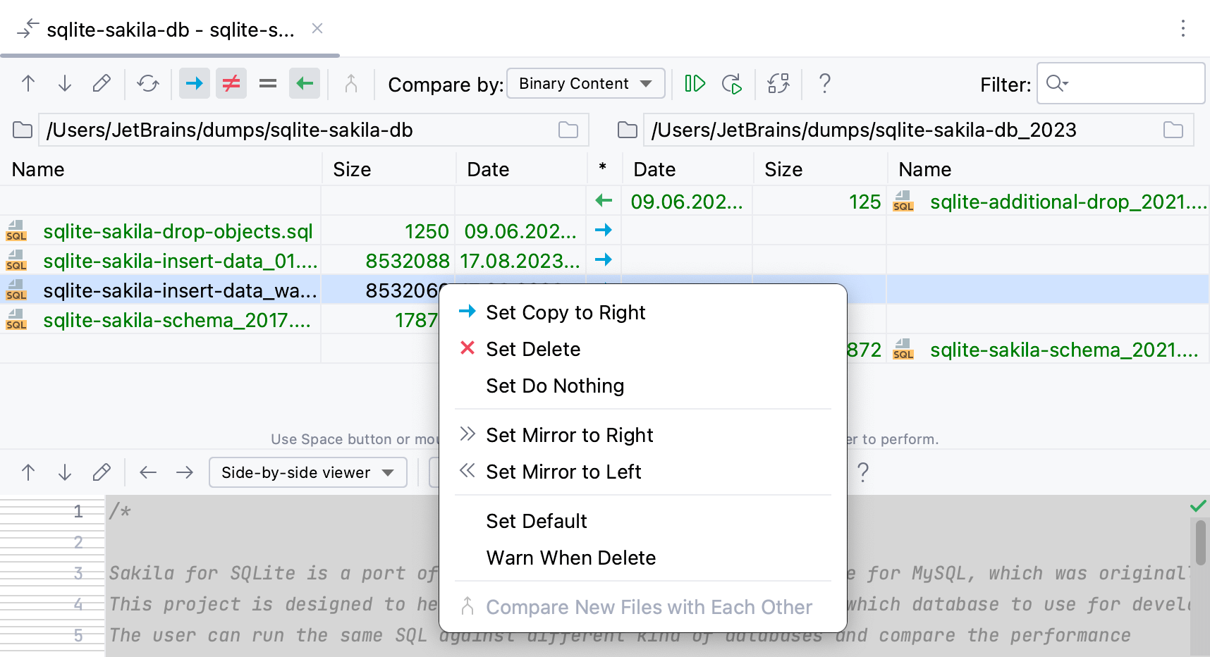 Comparing folders