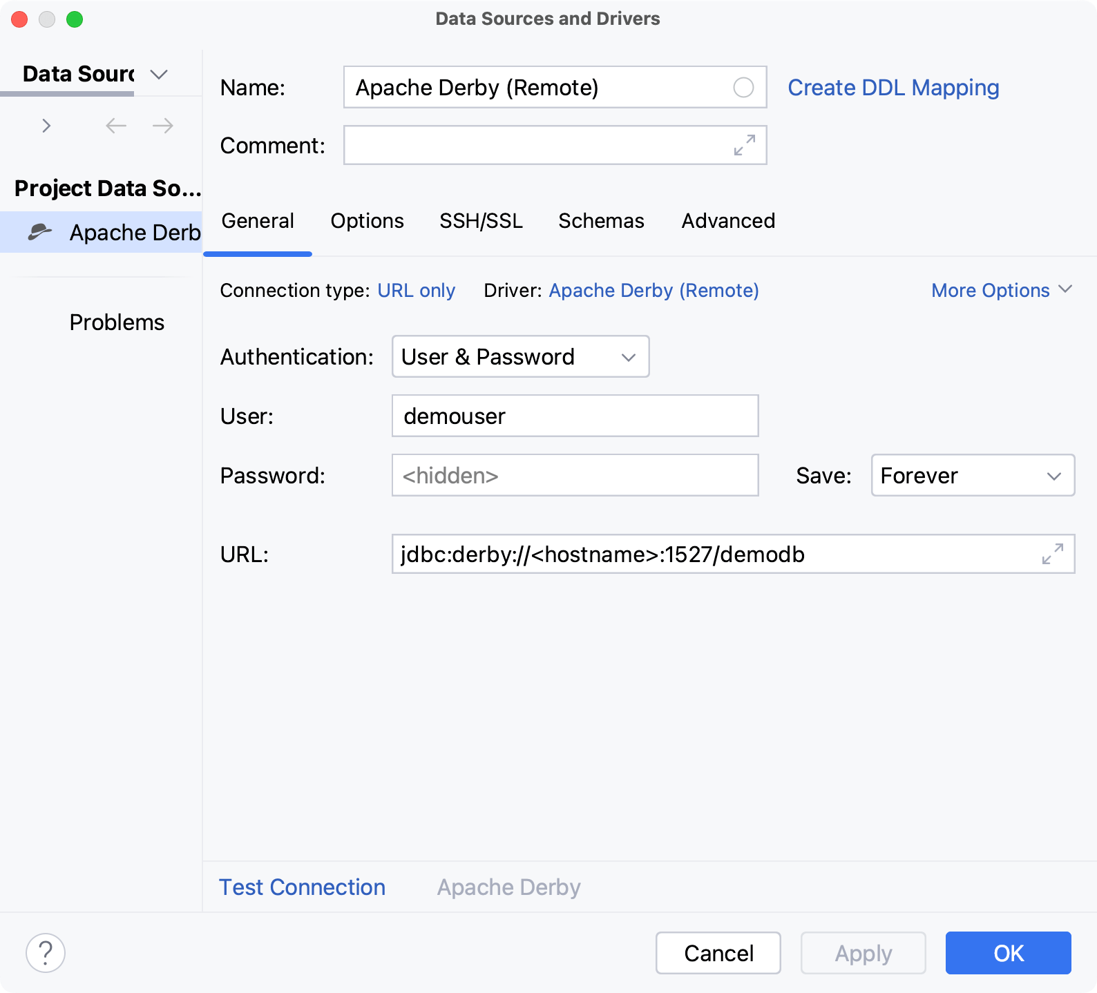 Database connection details