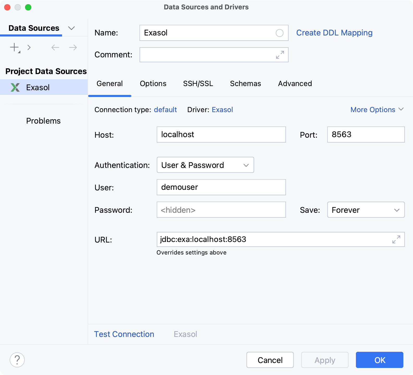 Database connection details