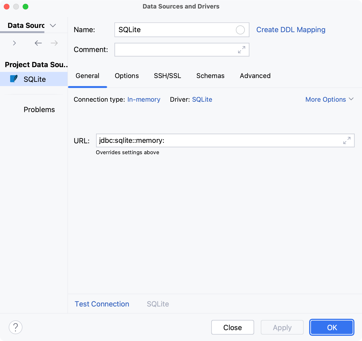 Database connection details