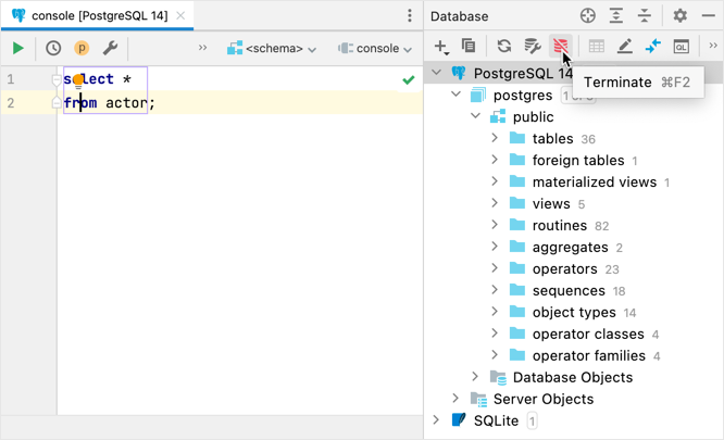 Close a database connection