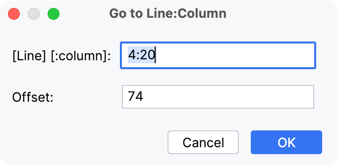 Go to Line:Column dialog